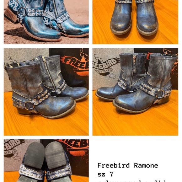 Freebird by Steven Ramone Metallic Blue multi Ankle Boots - Picture 8 of 8
